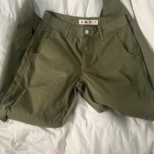 AMO Olive Green Casual Cotton Chinos